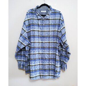 Tommy Bahama CANYON BEACH Flannel Blue Green Long Sleeve Button Up Shirt 4XLB
